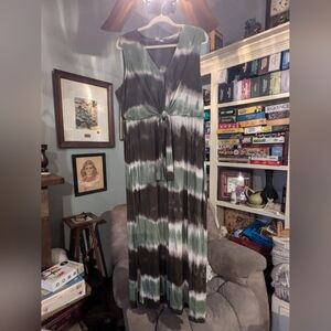 Cute Green And Brown Maxi Dress